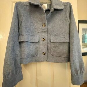 LC Lauren Conrad Blue Cozy Cropped Coat